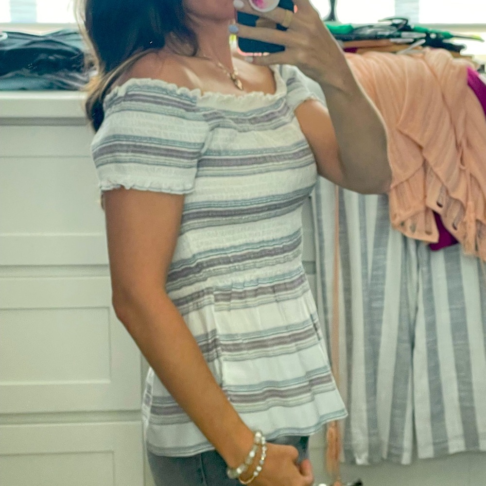 Harper off the shoulder striped fitted top